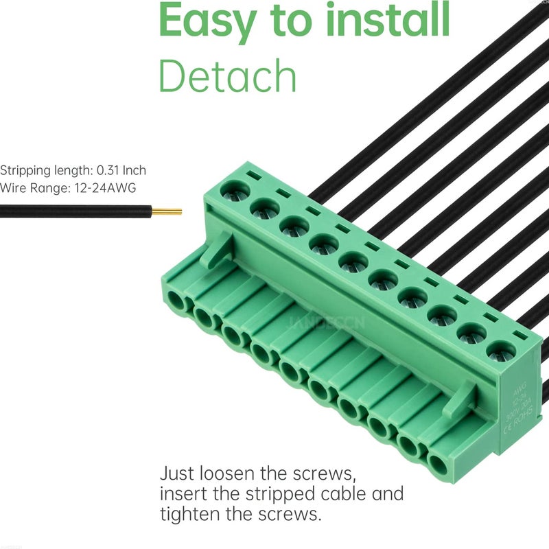 JANDECCN 4Pcs 10 Pin 5.08mm Pitch DIY PCB Mount Screw Terminal Block Connector with 4Pcs 10 Pin Phoenix Plug - Image 2